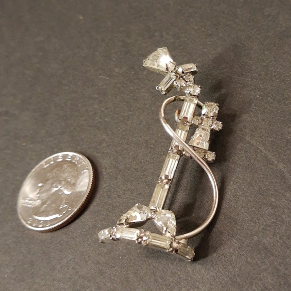 Antique Art Deco Telephone Rhinestone Brooch Pin - Picture 3 of 4